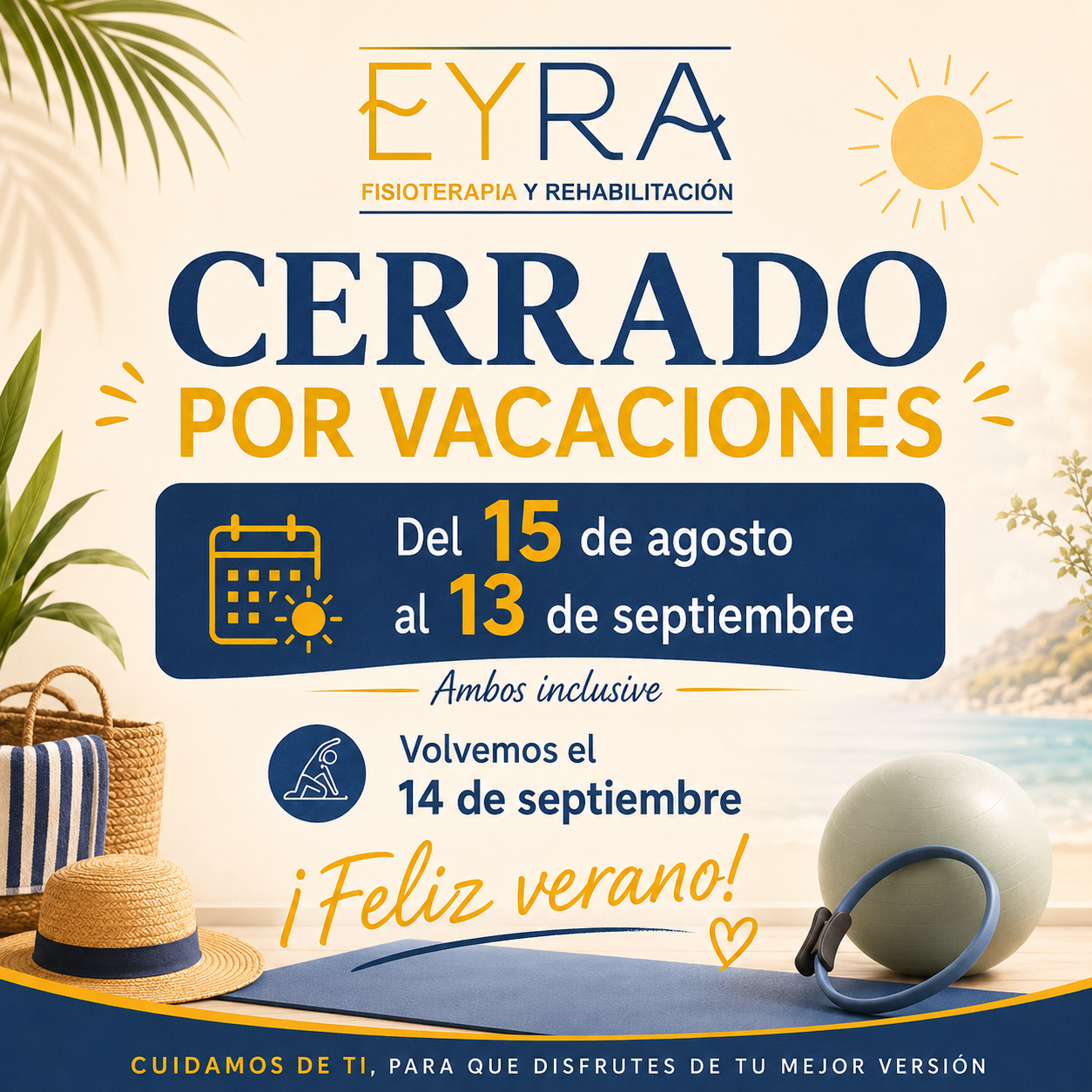 Clinica Eyra fisioterapia cierra para descansar este verano 2026 en cruces barakaldo